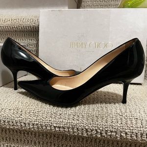 Jimmy Choo Aurora/Romy 60 Black Pat Heels